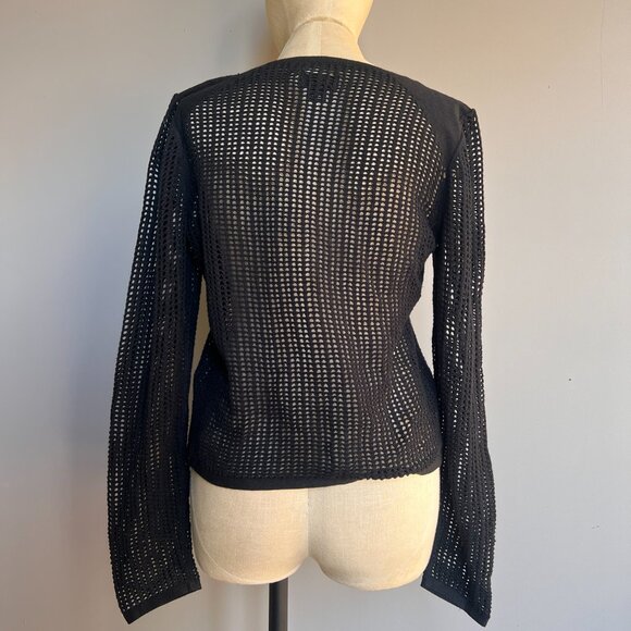 Maeve Black Mesh Long Sleeve Sweater size Large - Picture 2 of 4